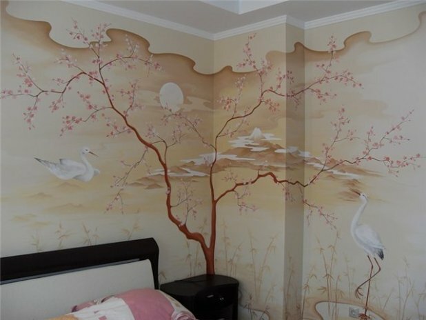 Декоративная роспись спальни