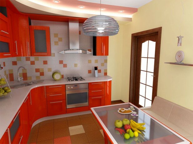 Дизайн кухни оранжевый