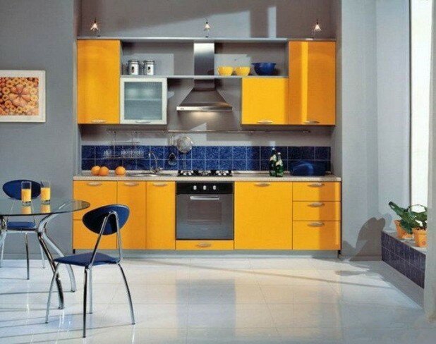 желтый интерьер кухни-2