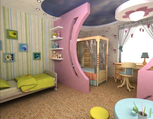 красивый дизайн маленькой детской комнаты