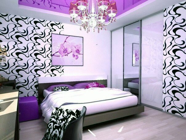 Принципы дизайна спальной в фиолетовом цвете