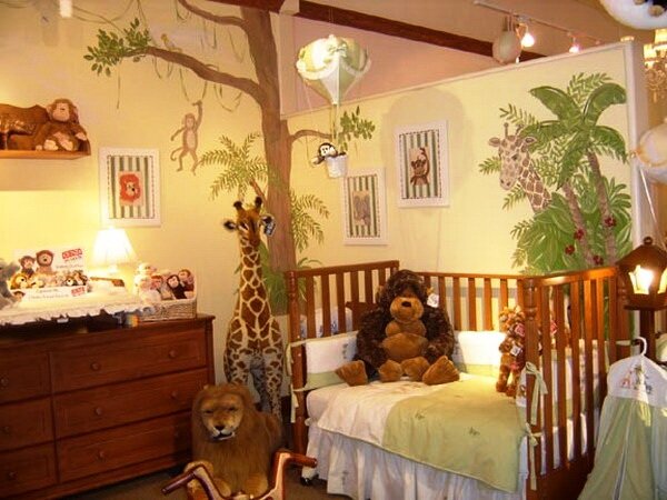 Интерьер детской комнаты в стиле «джунгли».